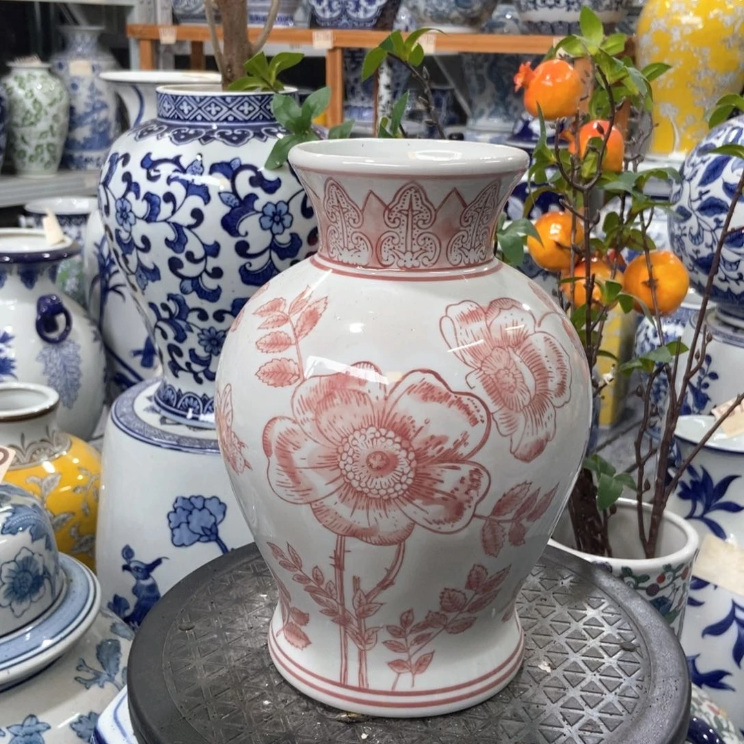 摆件花瓶手绘釉下彩