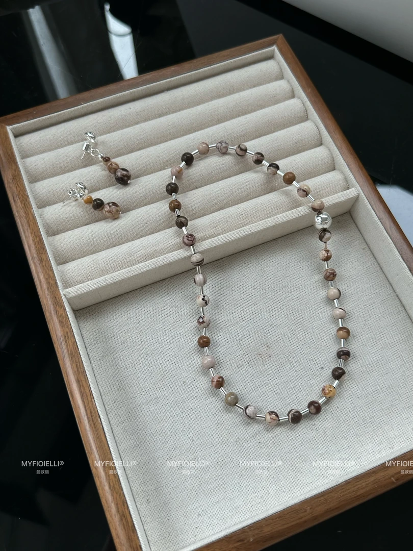 铜合金项链 「MyFioielli｣老钱风美拉德串珠项链XL3
