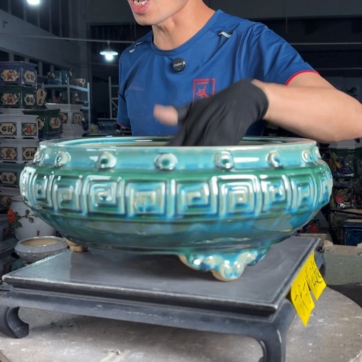 一风堂石湾花盆 内28*10修补痕迹