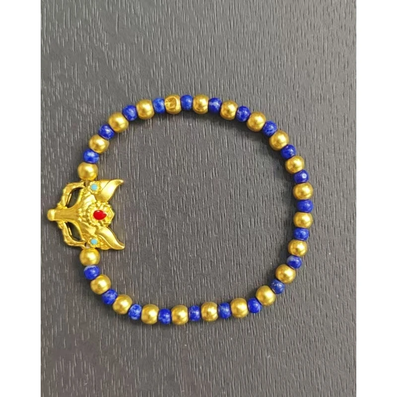 足金狐狸金珠手串
