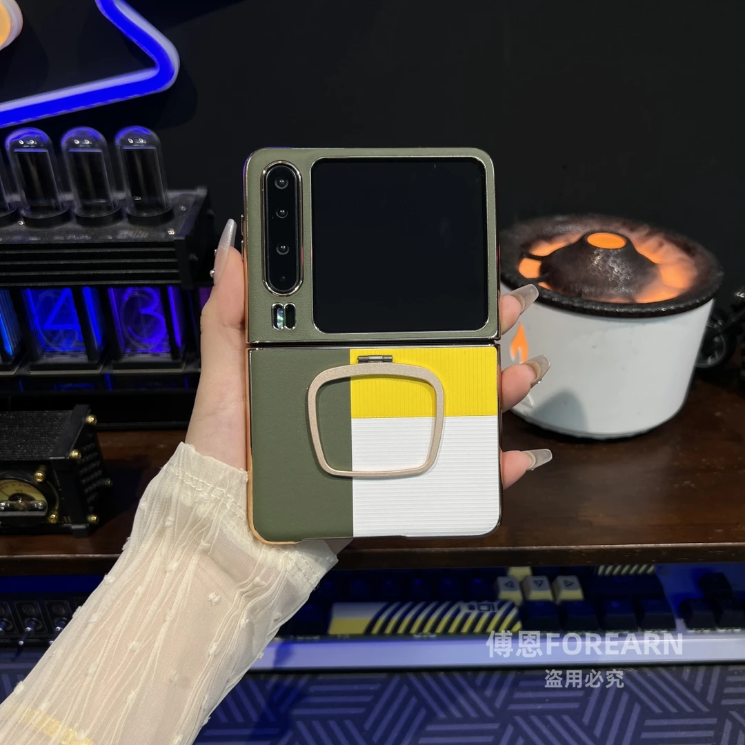 适用于华为PuraX手机壳指环带支架真皮折叠屏pura x保护套典藏版