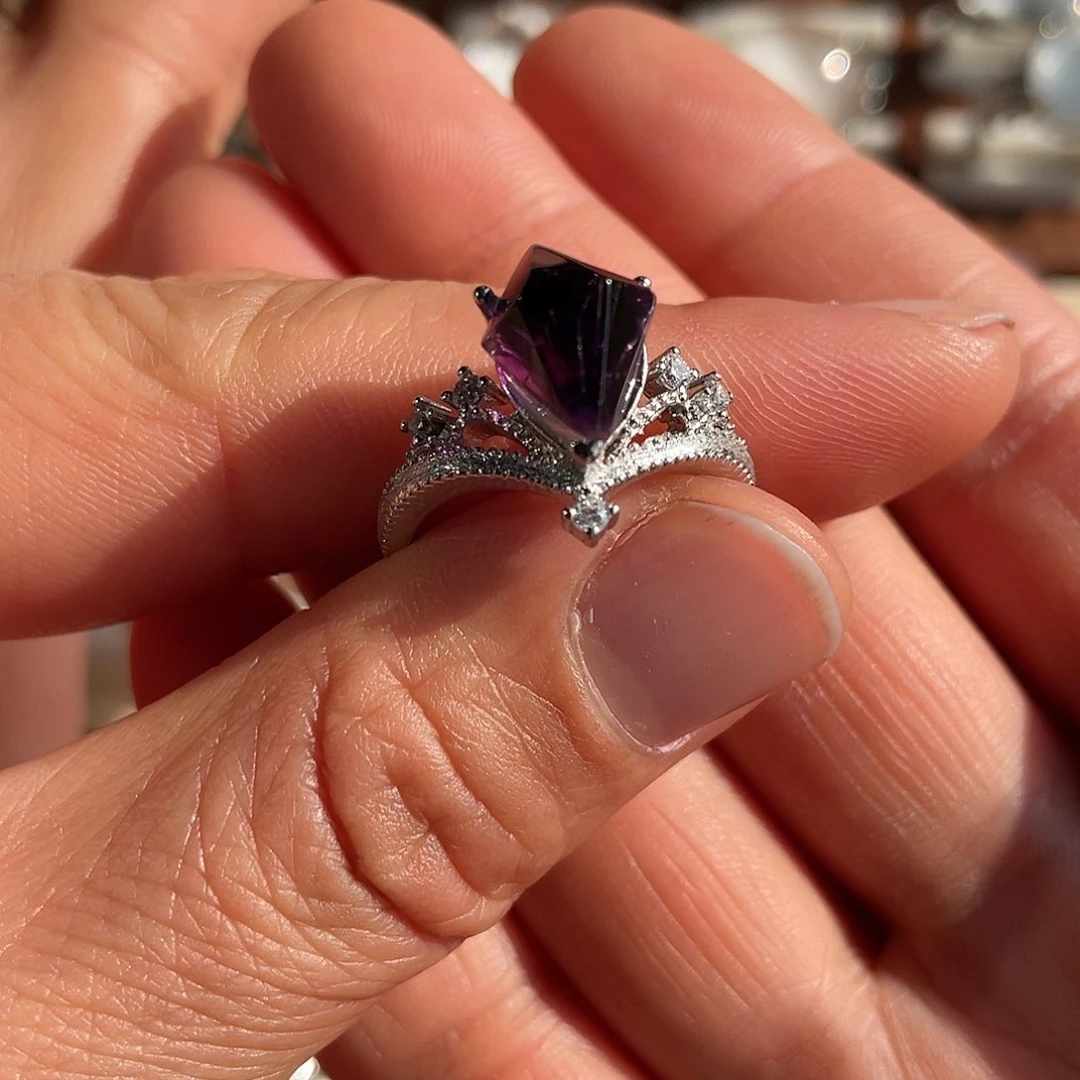 【闪购商品】银S925镶嵌珠宝半成品水晶戒指