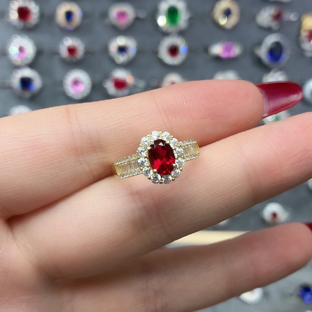 925银培育鸽血红色宝石