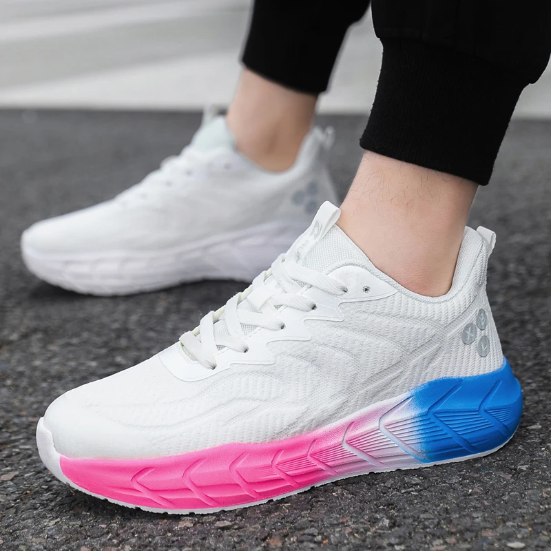 新款男鞋女鞋跑步鞋透气休闲时尚减震软底网面百搭鞋子男款夏季