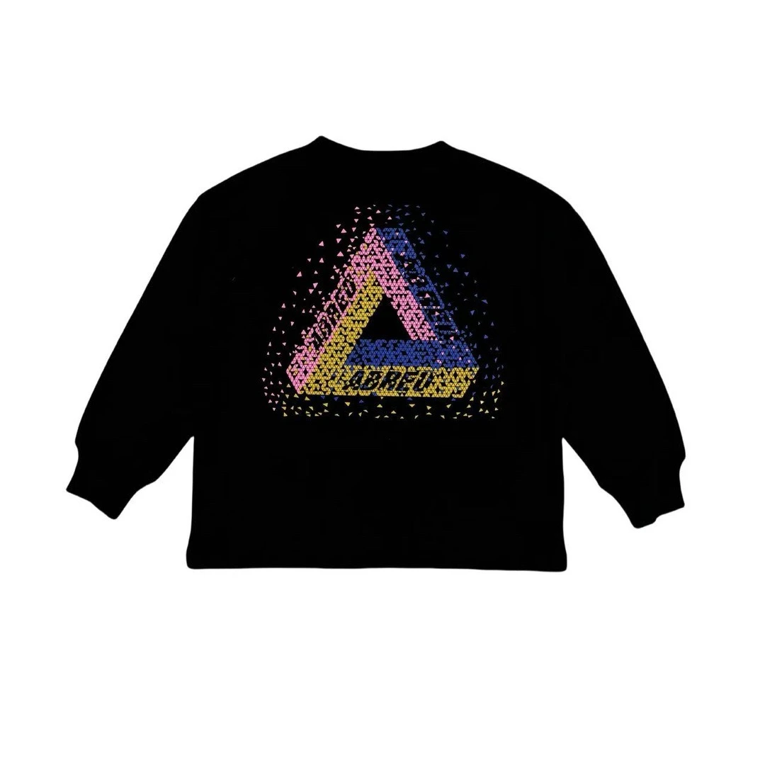 2025春夏新款男女童亲子装宽松三角甩漆印花长袖针织T恤