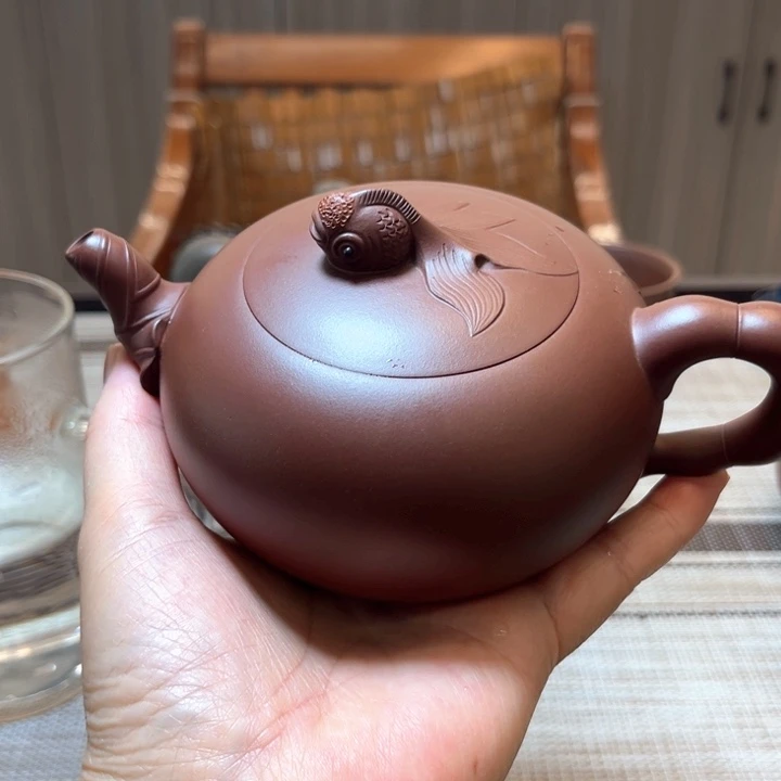 茶壶紫砂红运当头手工制作