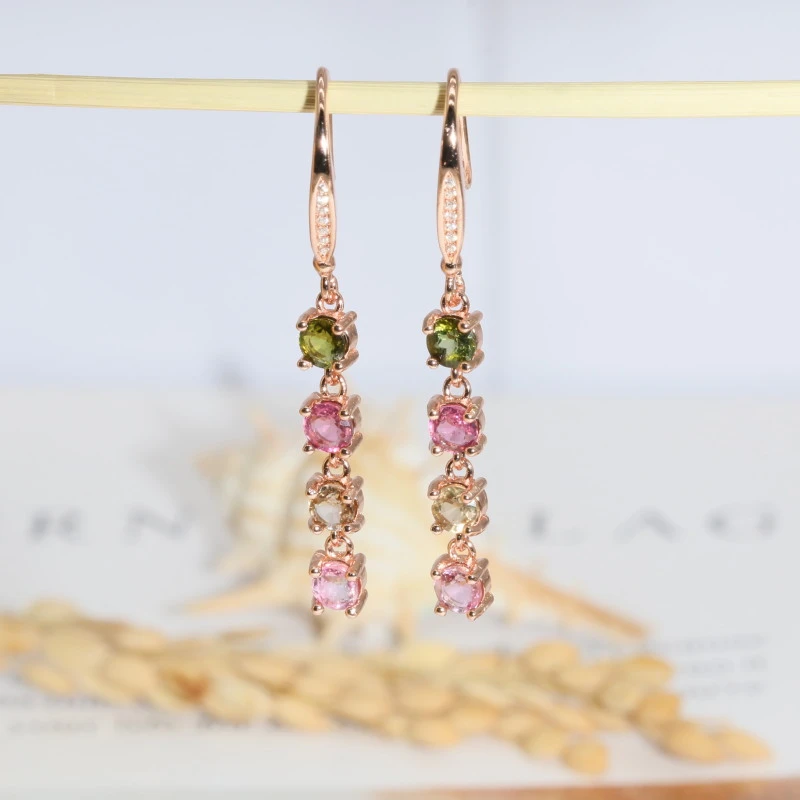 E503 天然碧玺耳饰 S925银时尚简约 大方 经典百搭（多样性发其一）