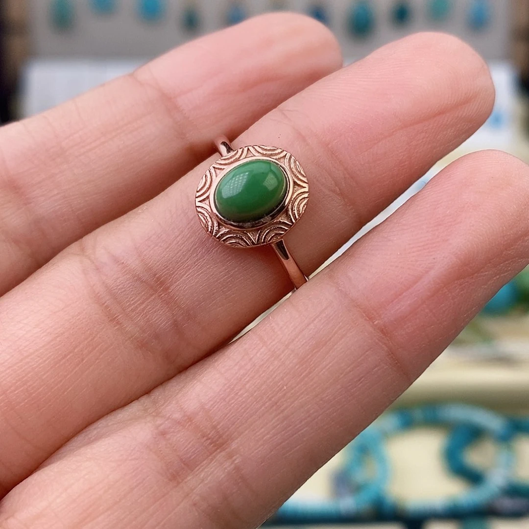 绿松石银S925镶嵌戒指