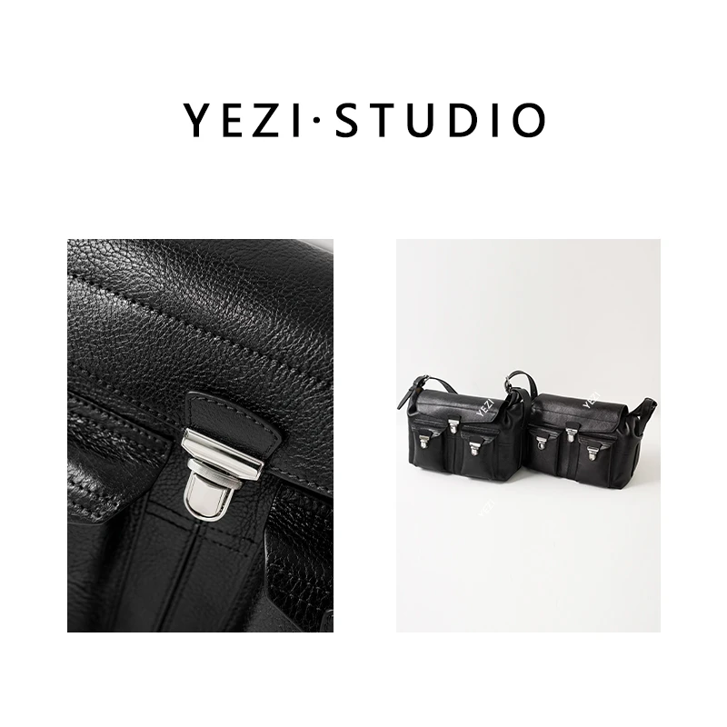 头层牛皮高质感工装机车可调节装备单肩斜挎邮差包25446003