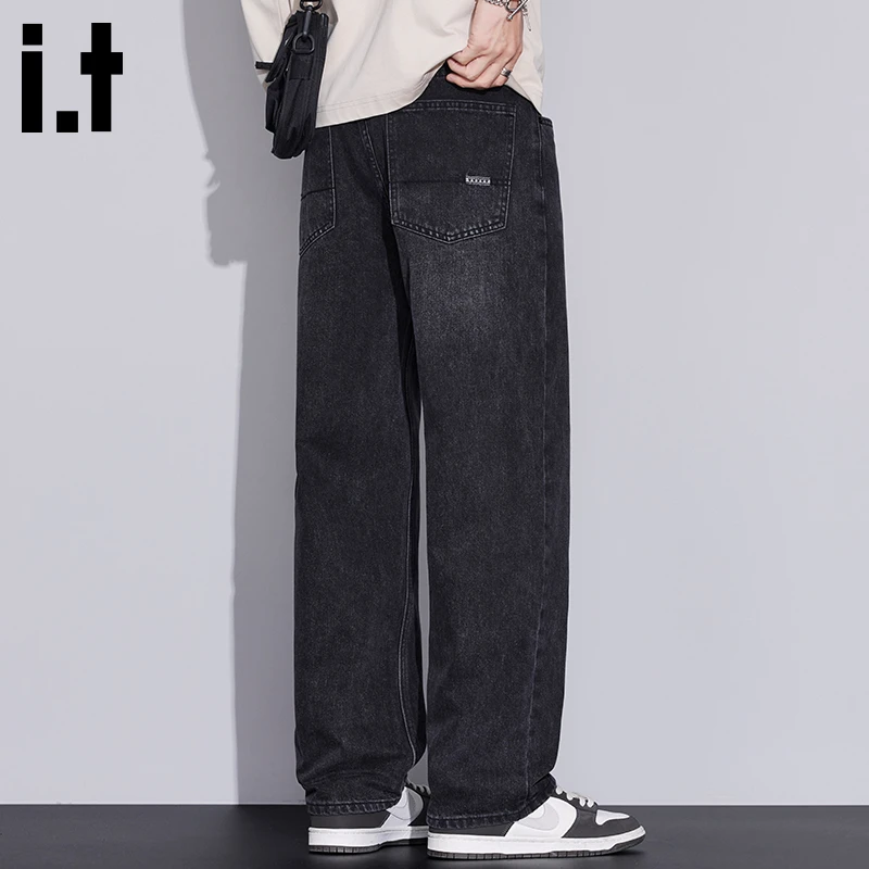 i.t:CHOCOOLATE美式高街牛仔裤男士秋冬新款宽松百搭直筒阔腿长裤