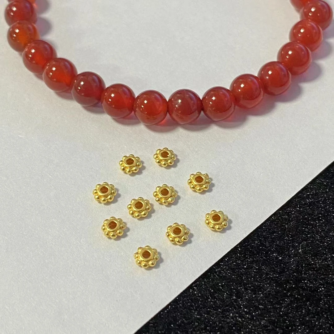 足金999雪花隔片10颗穿红玛 瑙手链时尚@@A018