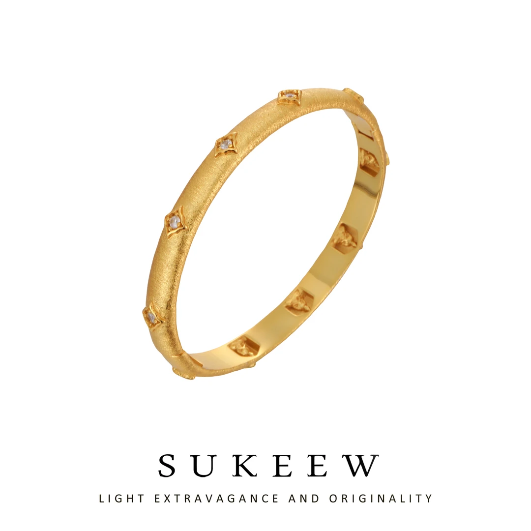SUKEEW/酥可 铜合金合成锆石手镯 新中式拉丝佛像轻奢手镯769201