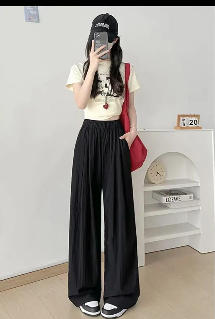 【小白姐姐】肌理感慵懒风垂感直筒裤显高显瘦