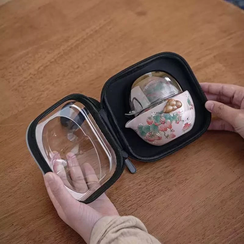 草莓兔主题旅行茶具套装方便户外携带