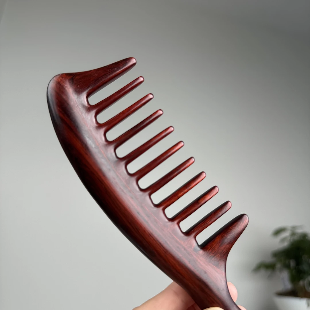 紫檀木通用按摩梳檀大齿梳木梳子顺发宽齿梳