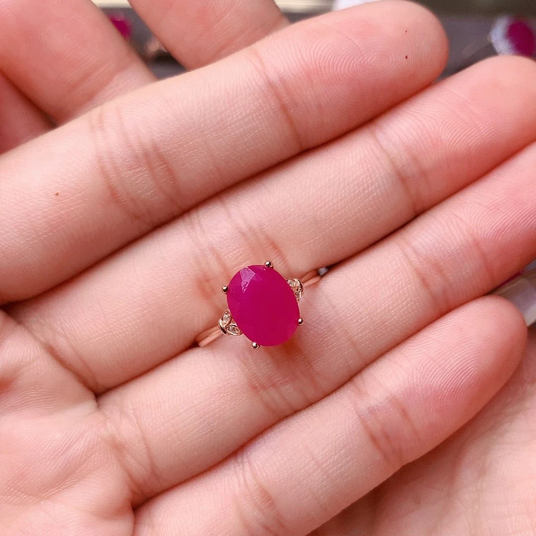 红宝石戒指银S925镶嵌