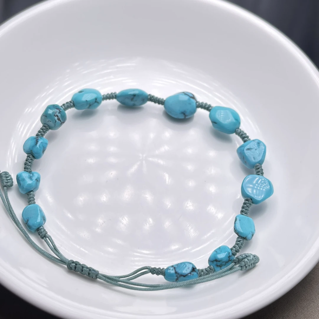 云盖寺高瓷蓝绿松石同料随形手串 配珠