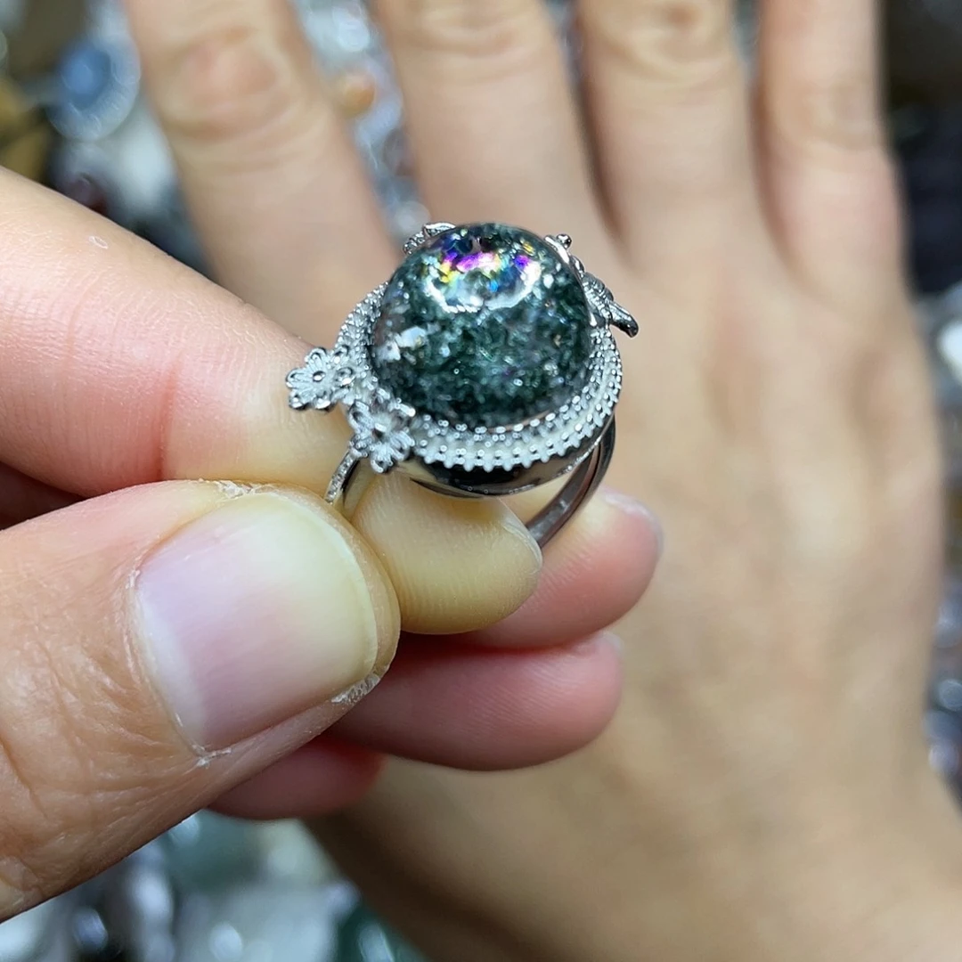 【闪购商品】银S925镶嵌珠宝半成品水晶戒指