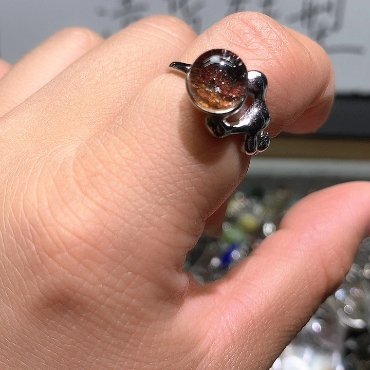 水晶戒指银S925镶嵌水晶