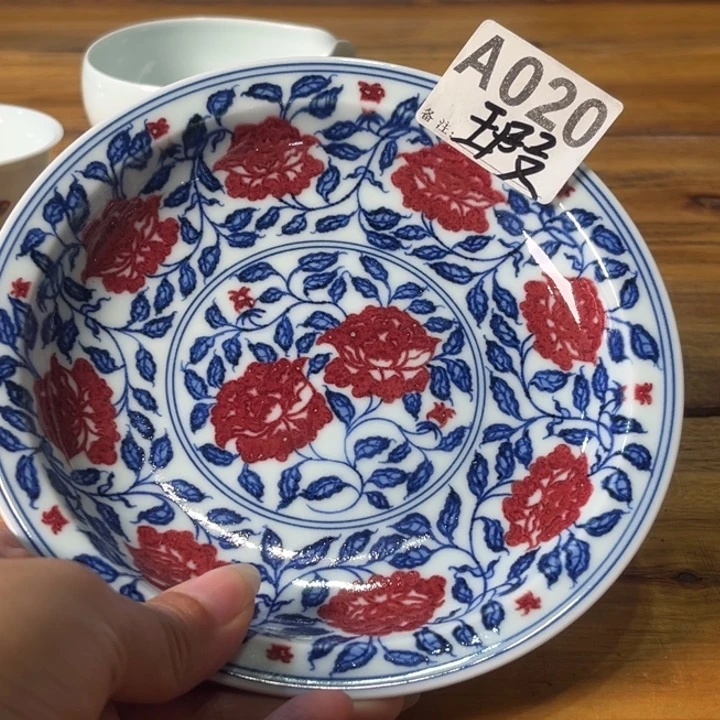 陶摆件原矿青花釉里红瓷器