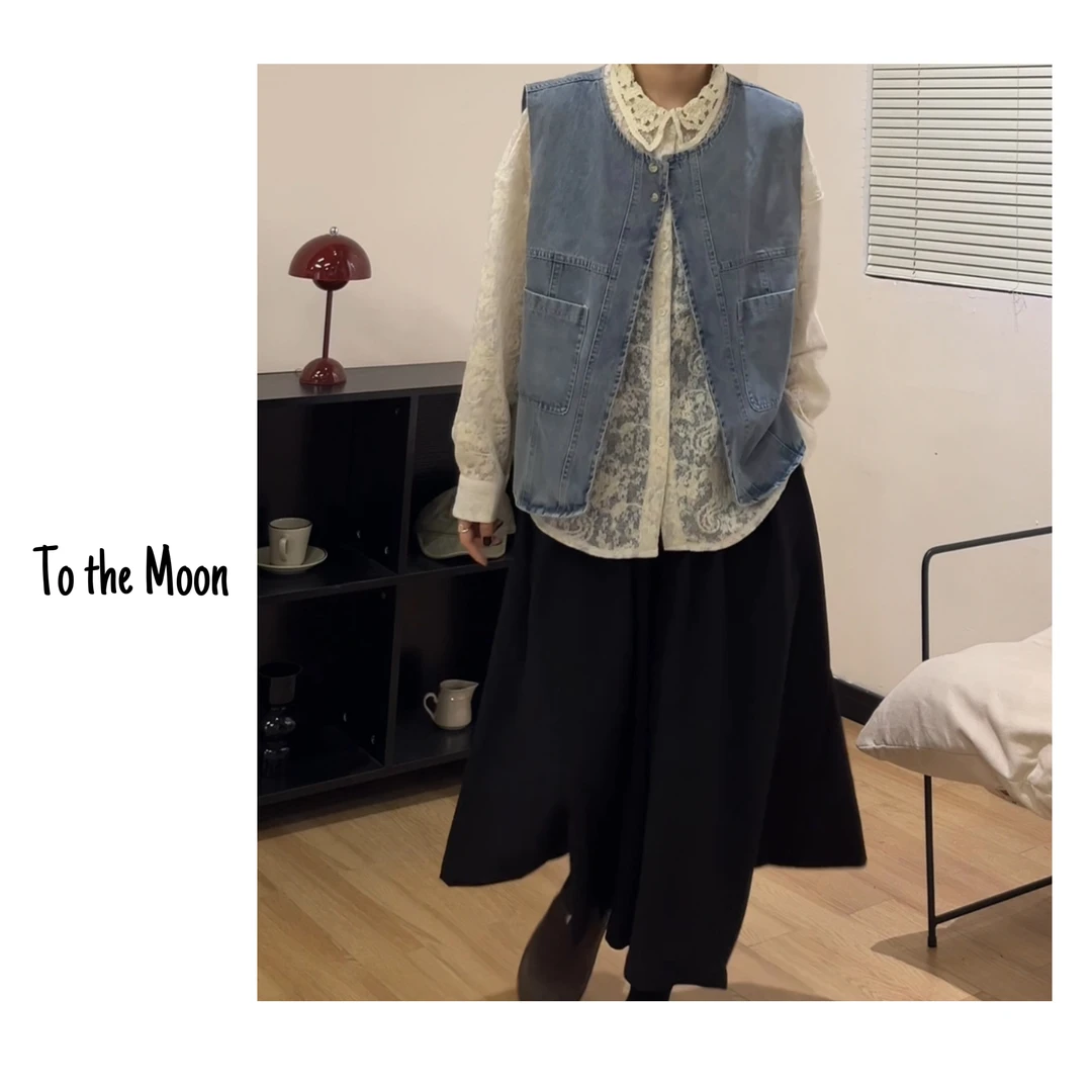 UpSd 原创【蓝蓝天】早春季牛仔马甲显瘦时尚休闲百搭宽松设计感