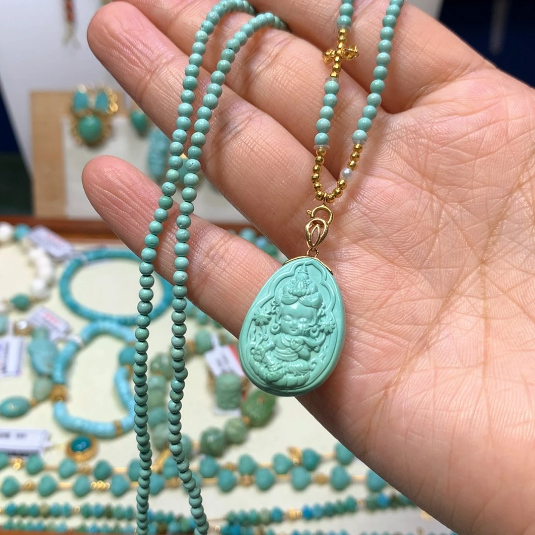 绿松石18K金镶嵌项链