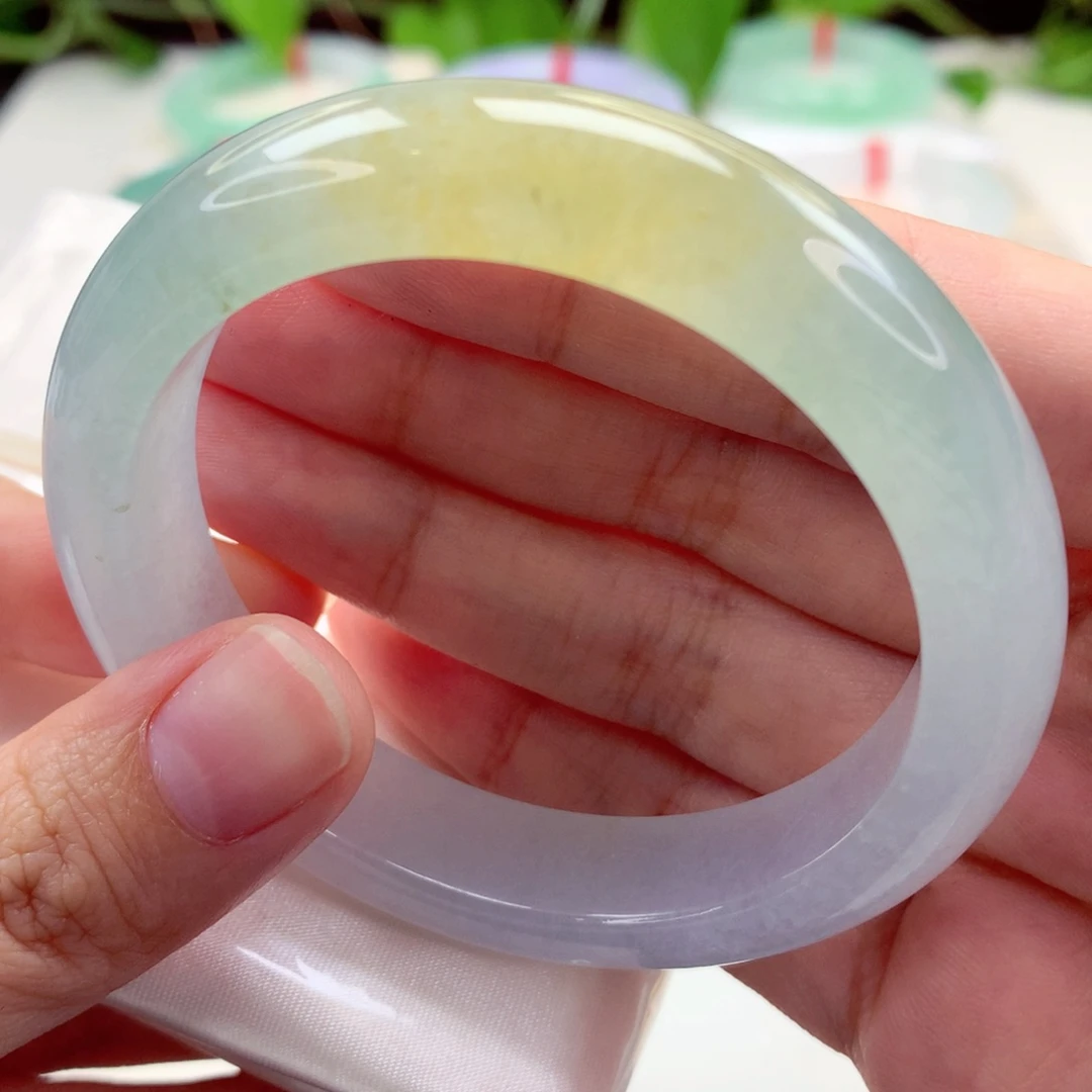 未镶嵌手镯翡翠53.3海上日出 微光 特色种好 喵喵