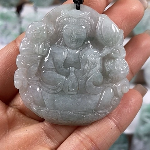 翡翠颈饰未镶嵌送子观音福利