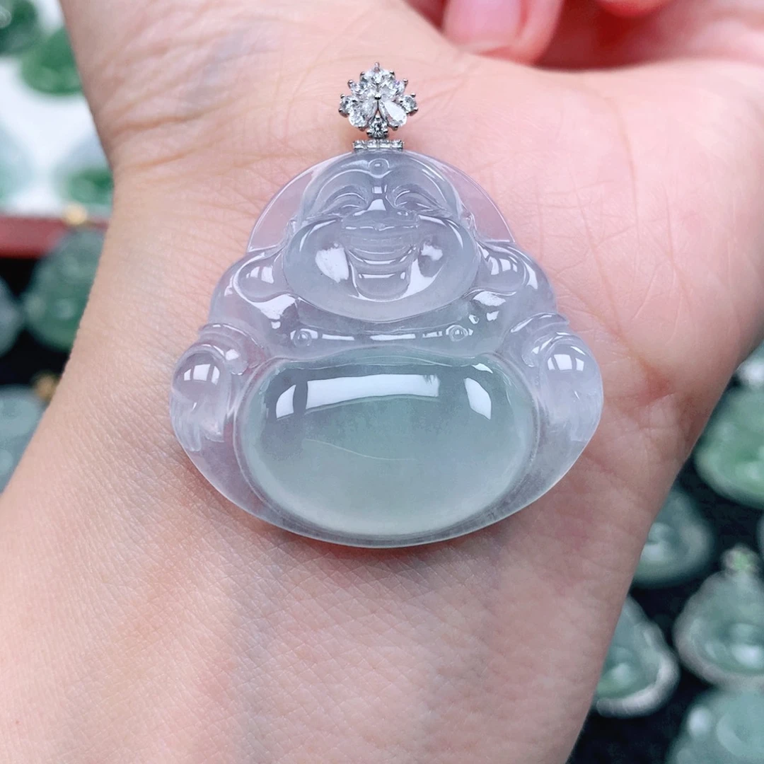 吊坠(不含链)18K金镶嵌翡翠