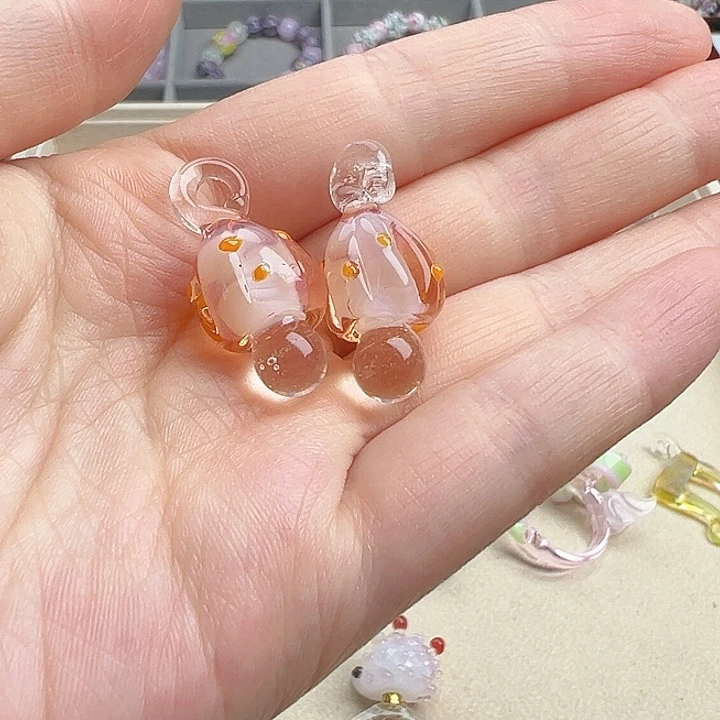 琉璃吊坠(不含链)黄菇菇一对