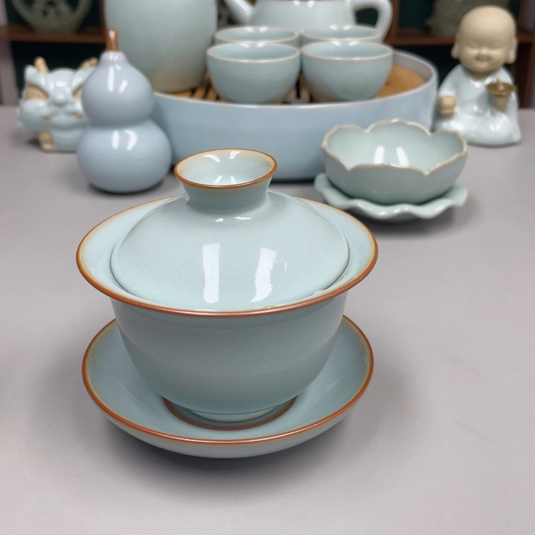 瓷天青色瑕张君老师三才元宝