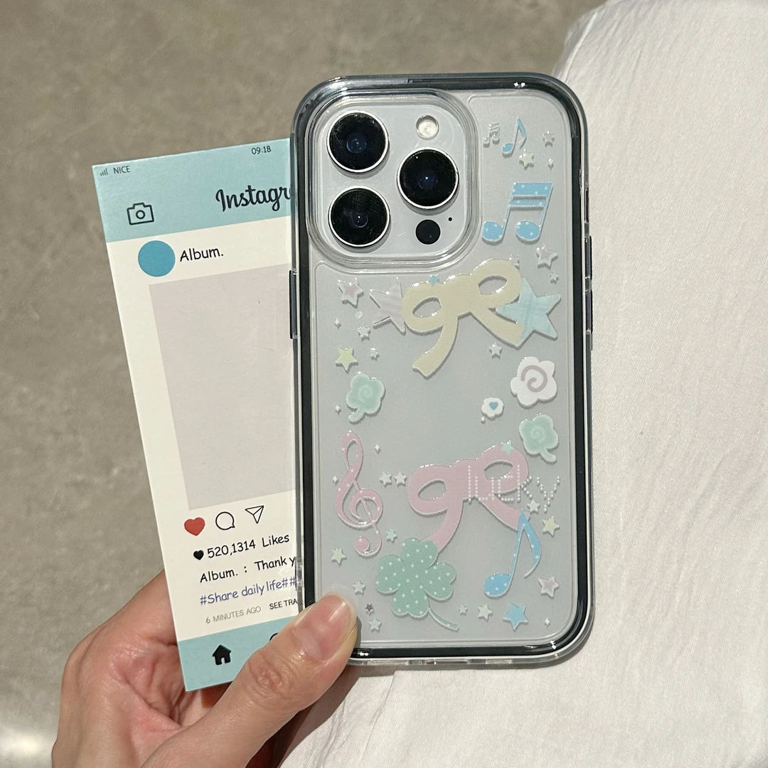 音乐绿色蝴蝶结适用iphone/华为手机壳苹果简约创意新款ins保护套
