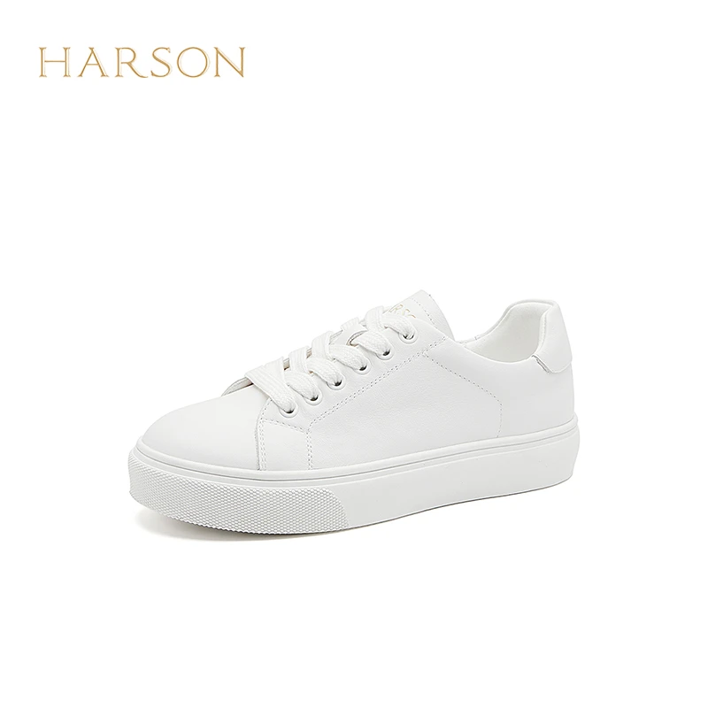 Harson/哈森2025夏季新款平底运动小白鞋圆头休闲板鞋HWCM250103