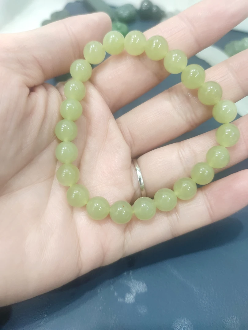 料青黄口卡8mm圆珠单圈手串