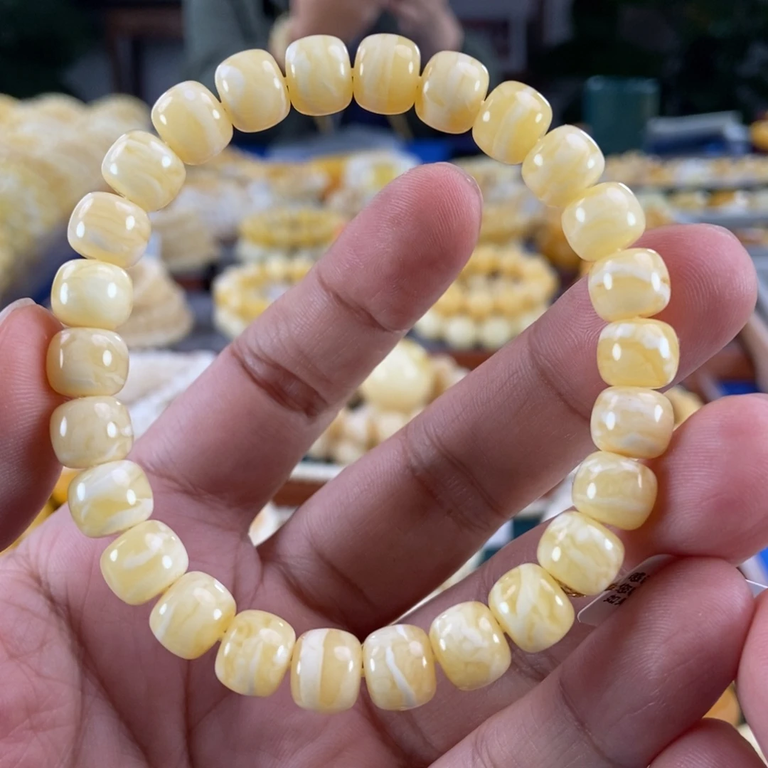 琥珀未镶嵌珠宝奇石9虎皮纹老型手串11.18