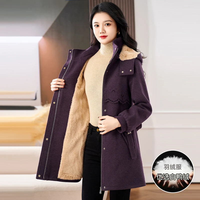 【可蓓儿】紫色时尚小个子派克服女士冬季2025新款休闲爆款加妈妈装