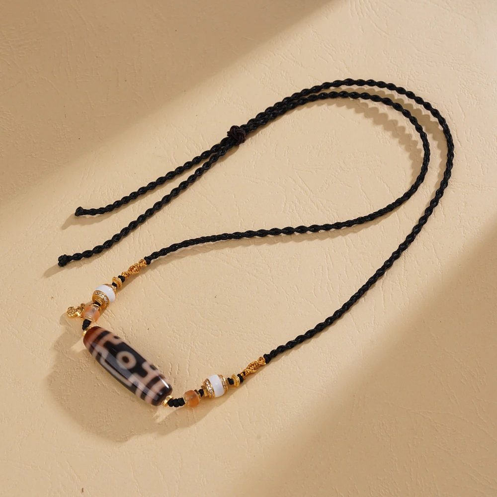 JY粉肉天珠项链多样性发一11*37mm