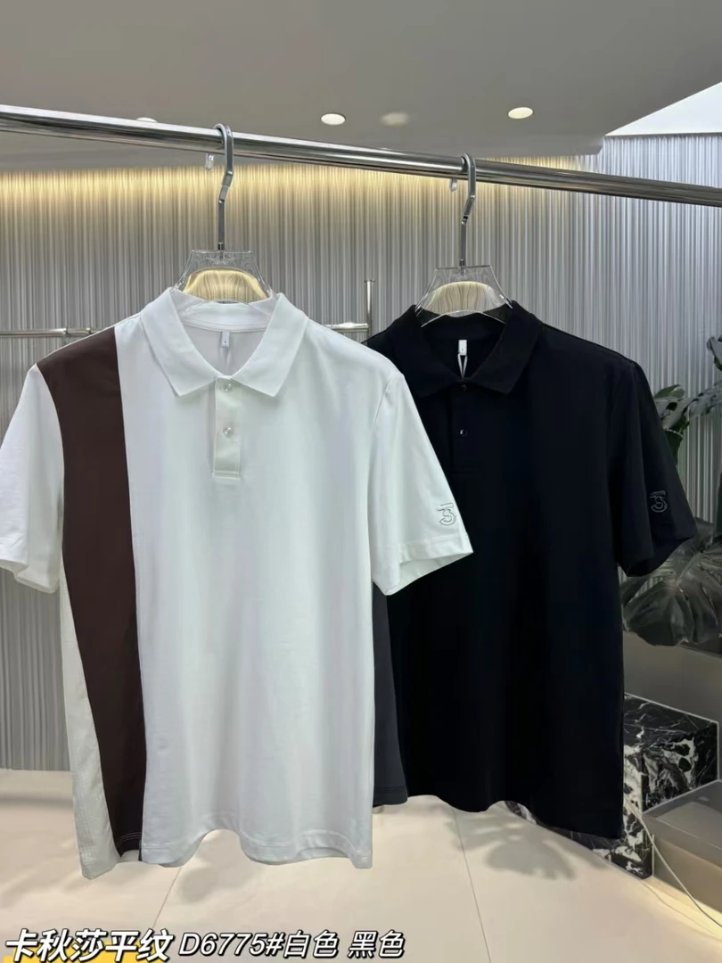 2025夏季新款冰感丝细珠高品质时尚个性刺绣男士短袖polo衫D6775