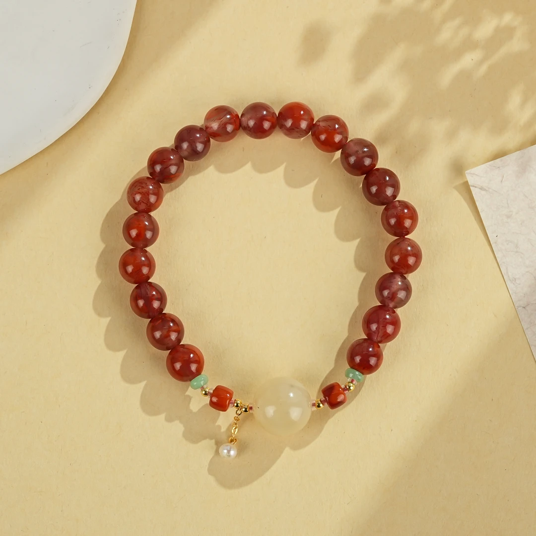 精美珠宝18K南红点墨路路通手串7mm百搭多样性发货20685