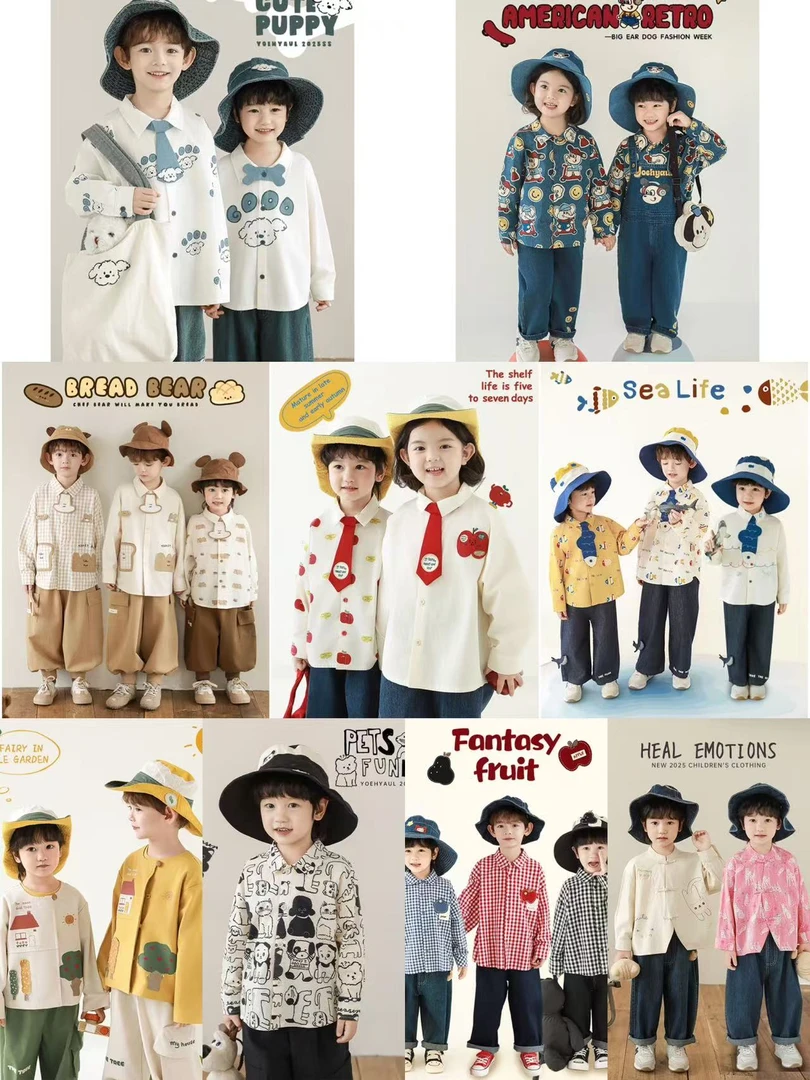 【衬衫编码101-150】幼悠男童卡通动漫图案印花时尚衬衫系列集合