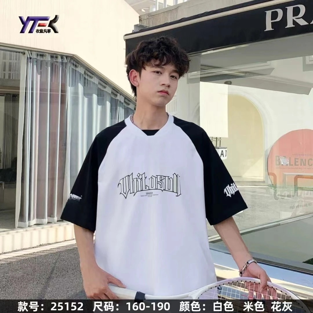 印花圆领短袖宽松型通用夏季T恤ins半袖时尚lulu风