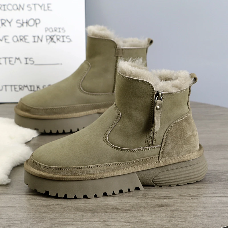8519内里全羊毛情侣款切尔西雪地靴男士冬季侧拉链短筒百搭马丁靴