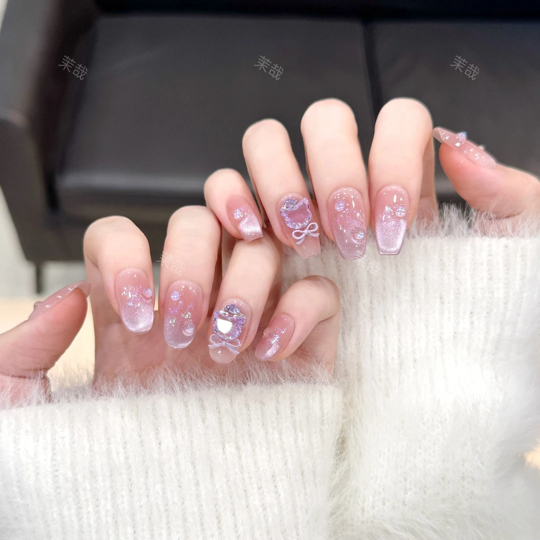 茉哉I现货【梦中情猫】纯手工定制美甲拆卸穿戴甲A3868