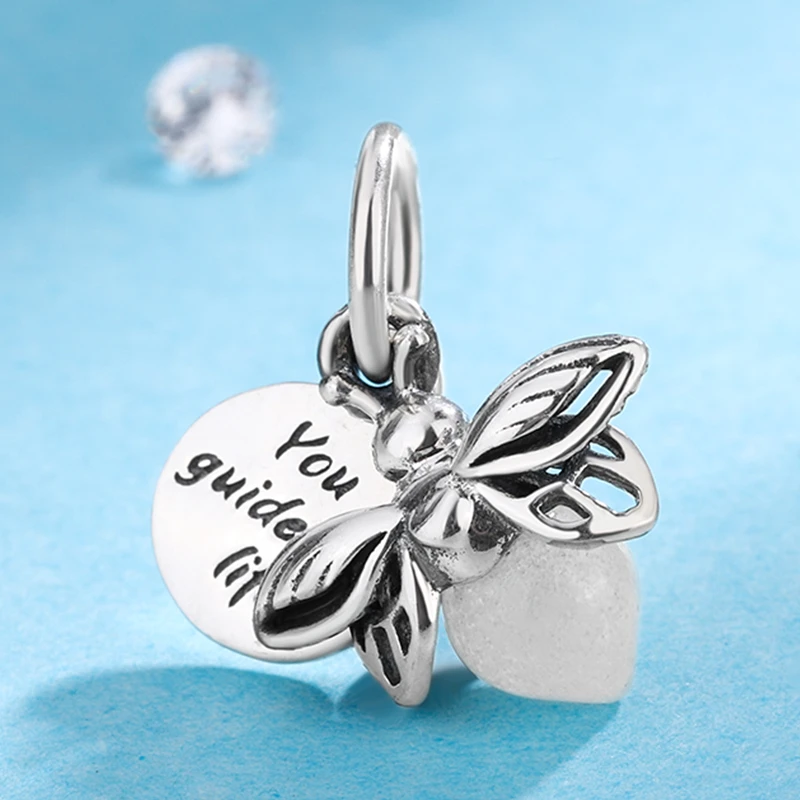 吊坠925银 潘家同款纯银夜光萤火虫吊饰气质时尚复古手链百搭礼物