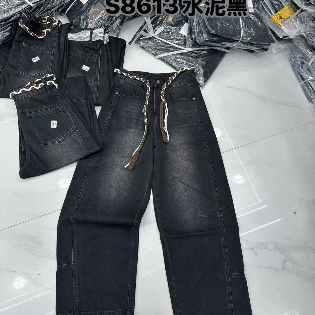 欧货定制款弯刀阔腿裤S8613
