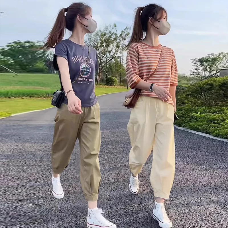 薄款休闲裤女2025夏季新款香蕉裤九分裤时尚显瘦哈伦裤小个子裤子