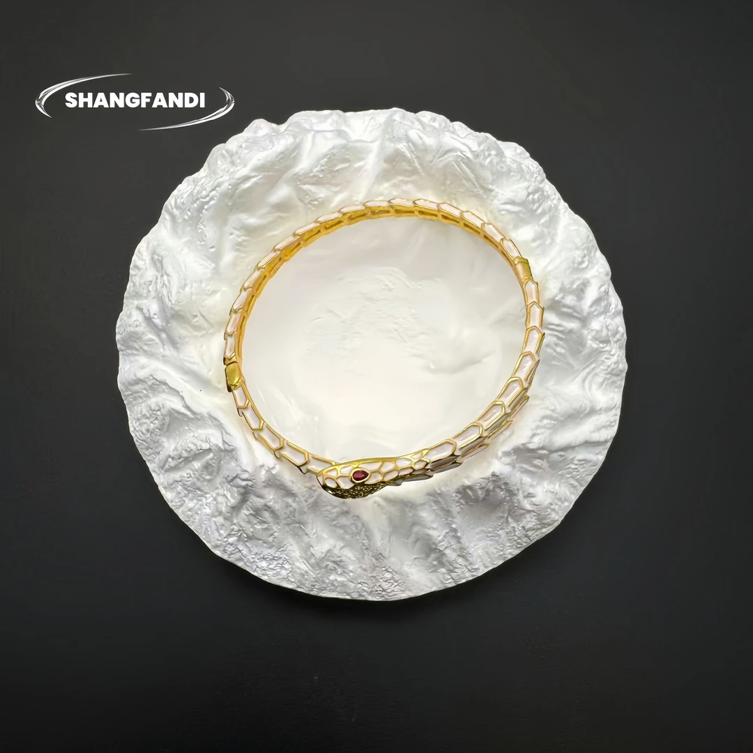 铜合金珐琅手镯 铜合金手镯  珐琅合金本M年粉色灵蛇手镯轻奢时尚