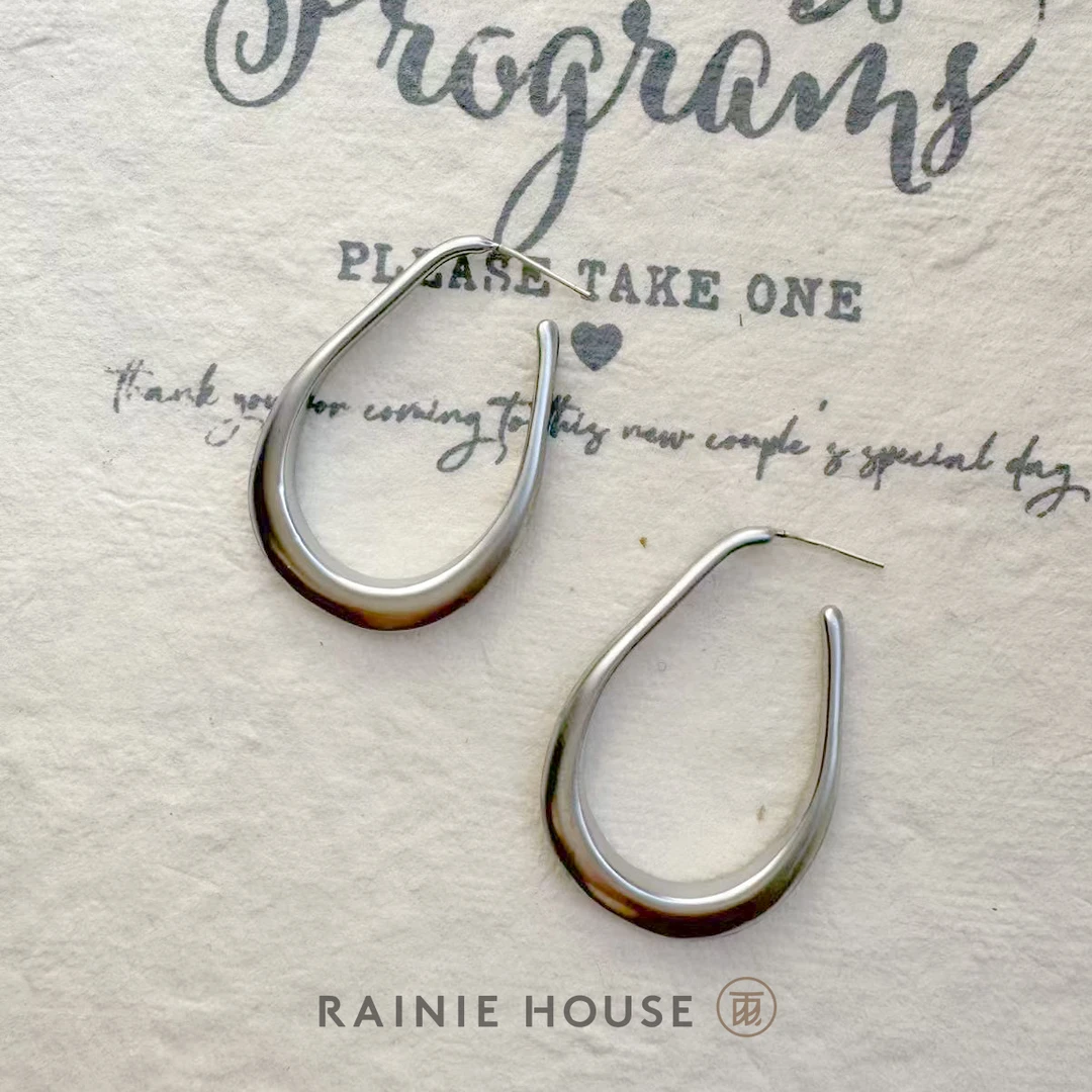 铜合金耳饰 哑光不规则椭圆型耳扣 素款气质时尚百搭