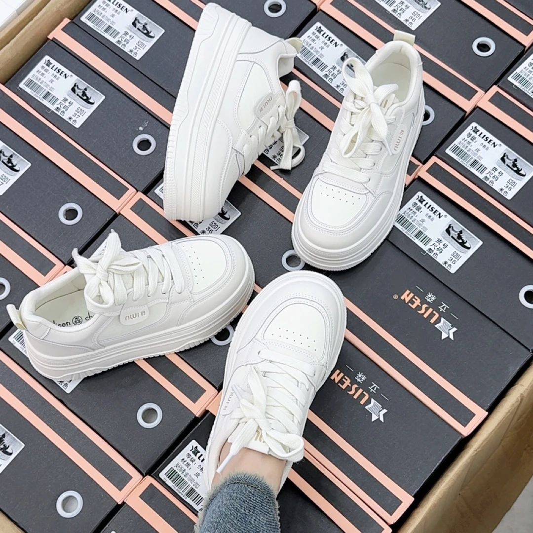 5201新款厚底小白鞋绑带