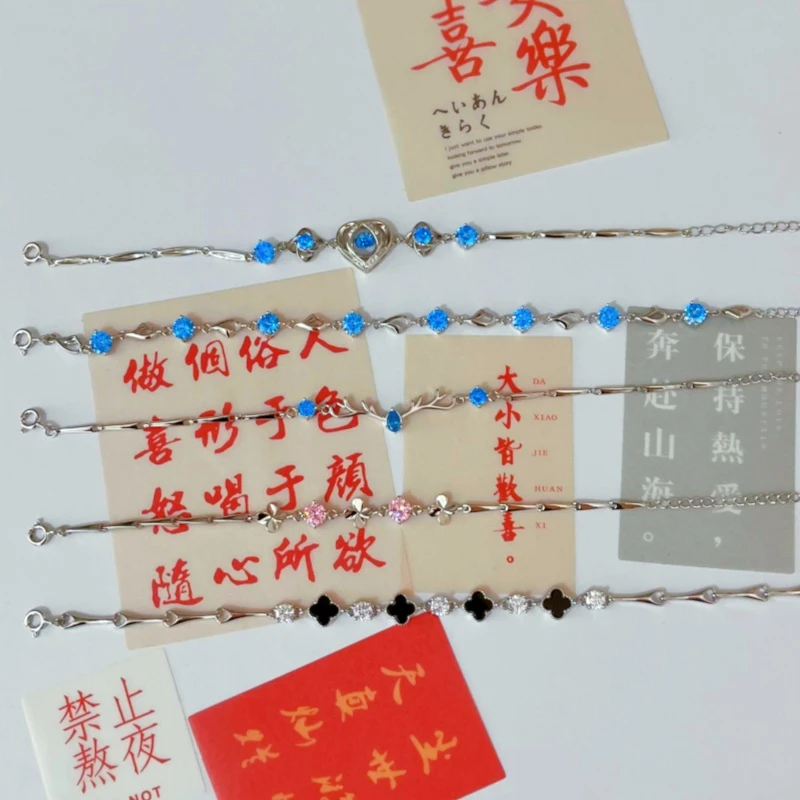 925银手链 一路鹿有你海洋之心手链樱花节日生日送女友闺蜜礼物